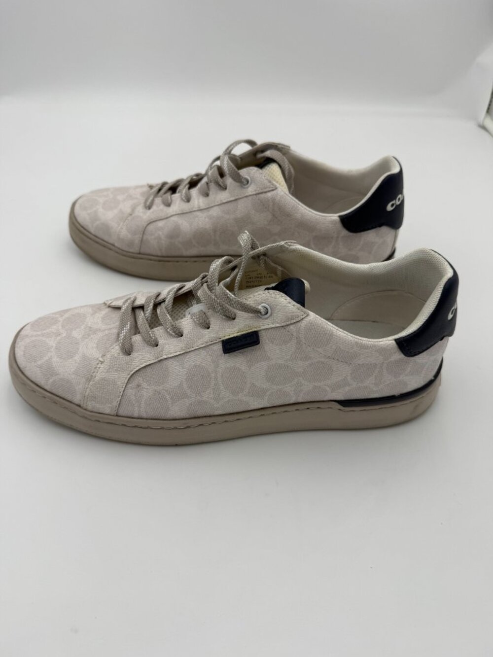Men's 12D Coach Leather+ Lowline Signature Low Top Sneaker Chalk Cobalt G5025 WI - Picture 3 of 7